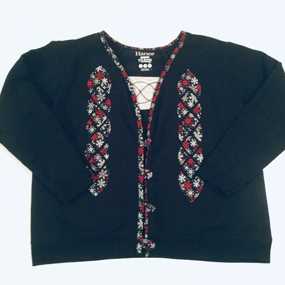 Hanes Ugly Black Christmas Sweater Size Large